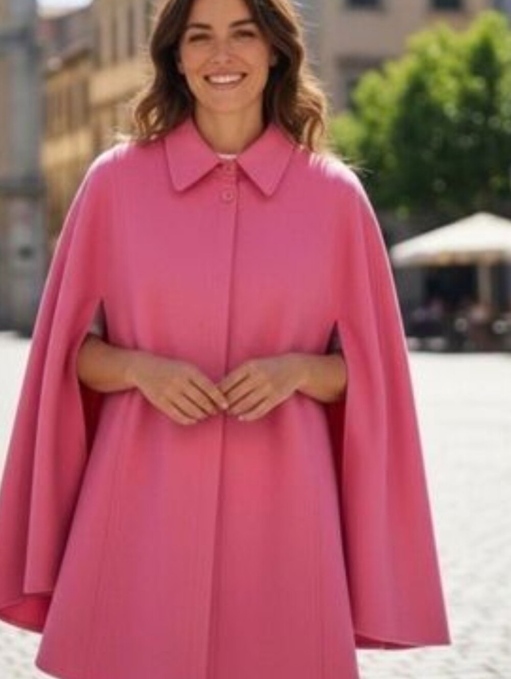 Harve Benard 100% Wool Cape M Candy Pink NEW